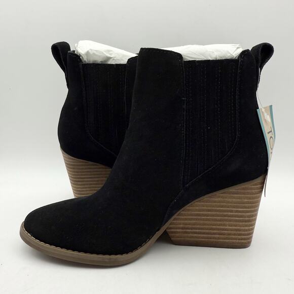 Toms Womens Noa Ankle Boots US 5 EU 35.5 Black Suede Pull On NIB - Picture 7 of 12